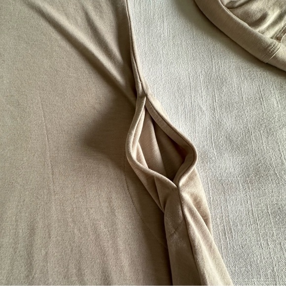 Logo Lounge Dress Womens XS Beige Asymmetrical Hem Pockets Soft Lagenlook Flowy - Picture 3 of 13